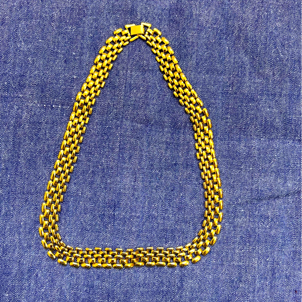 Vintage Necklace Gold Tone Link Chain Choker 18" (9"x2") Polished Long Unbranded